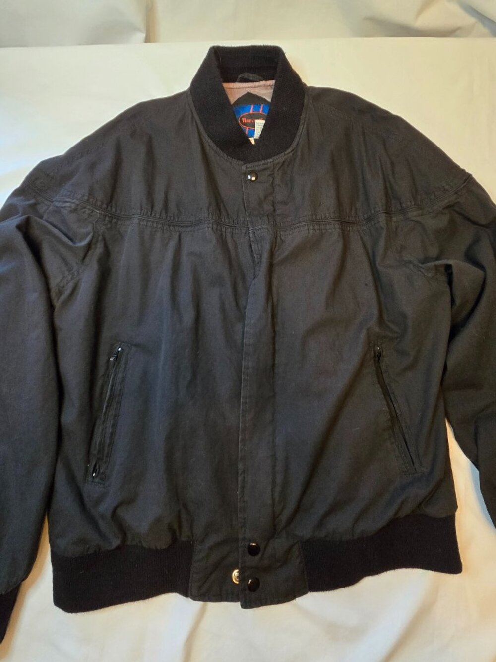 Men's Vintage Derby Style Jacket Cup Shoulders Black Size XL Horizon Brand